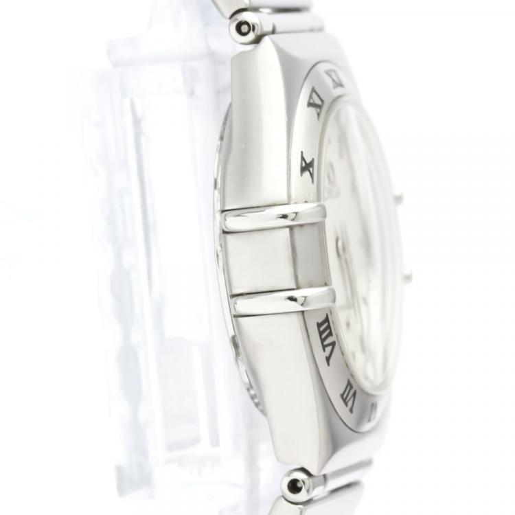 Pre Owned Omega Silver Stainless Steel Constellation 1572.30 Quartz Women's Wristwatch 25 mm