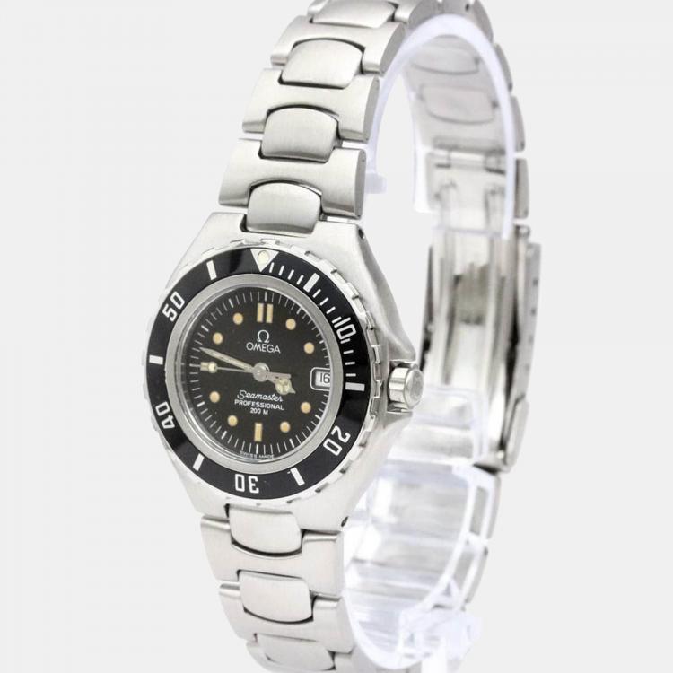مملوكة مسبقًا Omega Black Stainless Steel Seamaster Professional 2880.50 Quartz Women's Wristwatch 30 mm