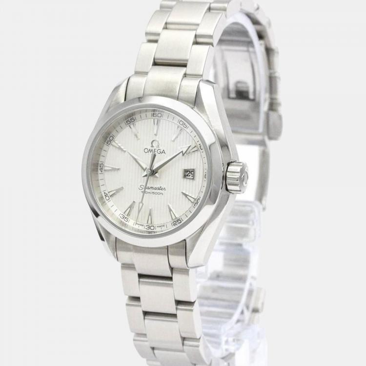 Pre Owned Omega Silver Stainless Steel Seamaster Aqua Terra 231.10.30.61.02.001 Quartz Women's Wristwatch 30 mm