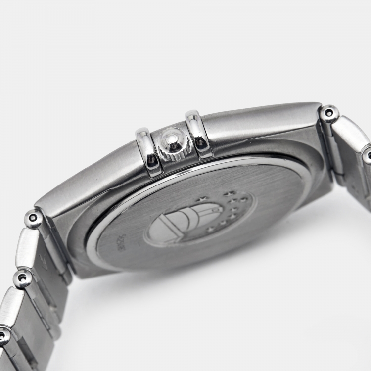 Pre Owned Omega Silver Stainless Steel Constellation 396.1201 Women's Wristwatch 33 mm