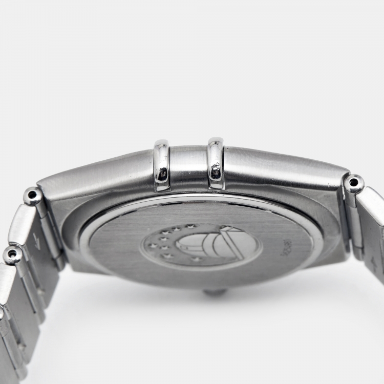 Pre Owned Omega Silver Stainless Steel Constellation 396.1201 Women's Wristwatch 33 mm