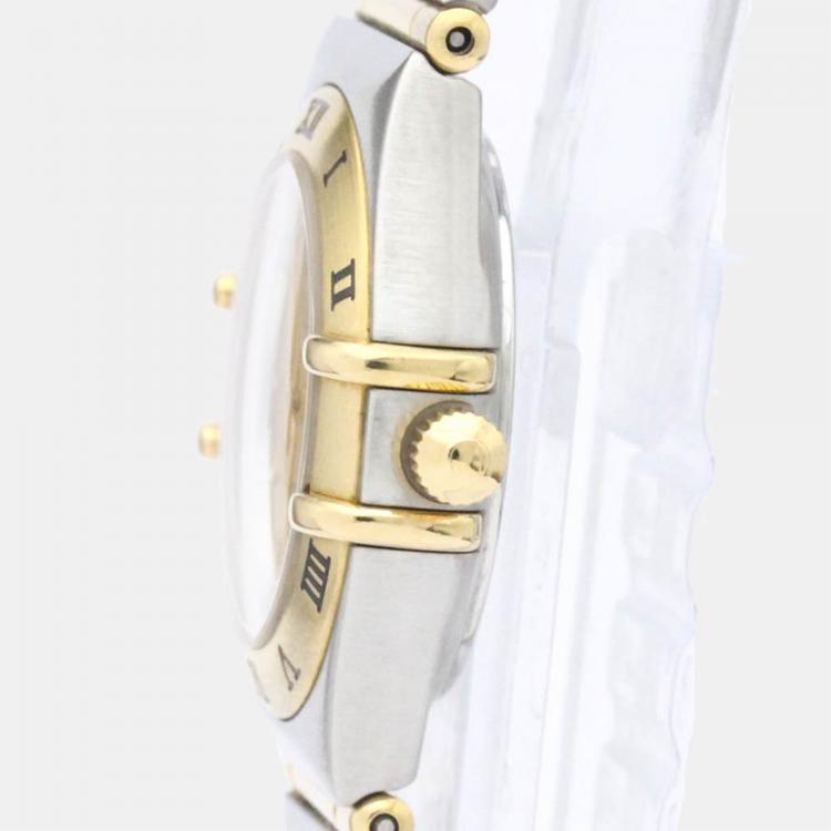 Pre Owned Omega Champagne 18K Yellow Gold And Stainless Steel Constellation 1262.10 Quartz Women's Wristwatch 22 mm
