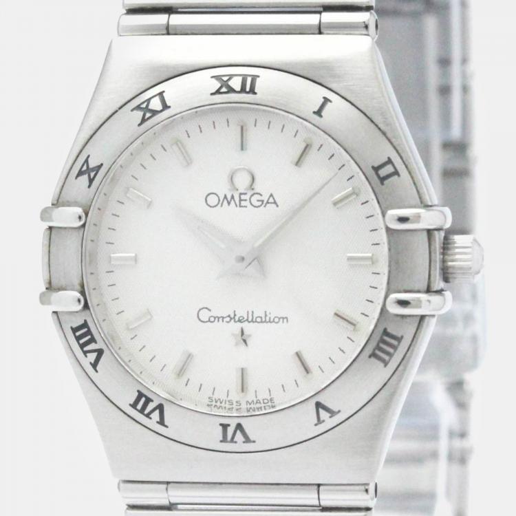 Pre Owned Omega Silver Stainless Steel Constellation Quartz Women's Wristwatch 25 mm