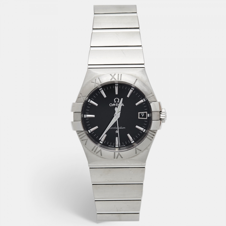 Pre Owned Omega Black Stainless Steel Constellation 123.10.35.60.01.001 Men 's Wristwatch 35mm