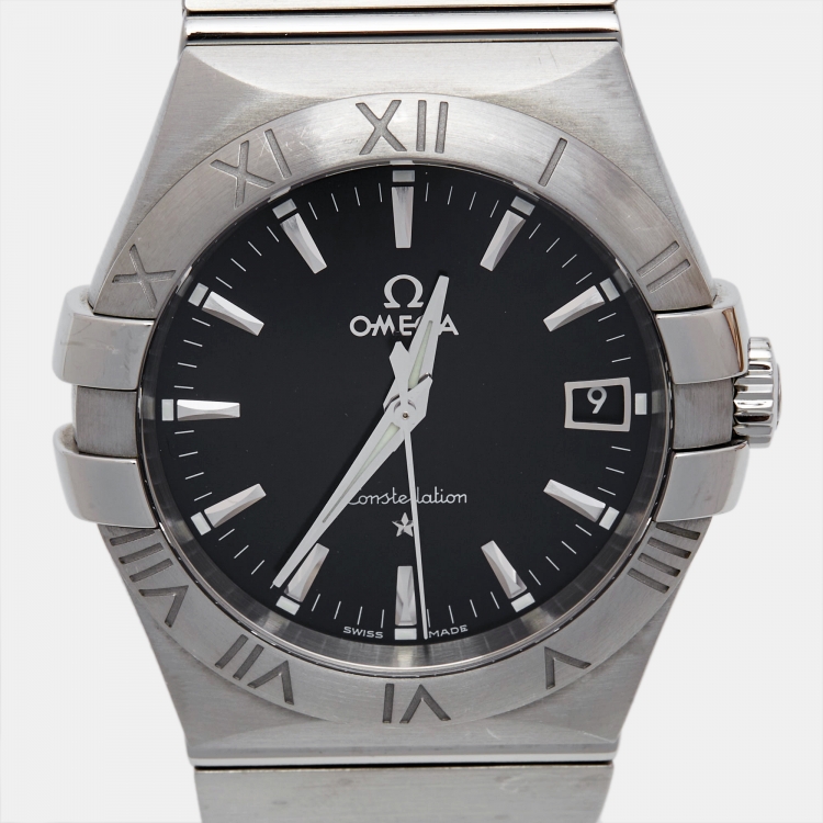 Pre Owned Omega Black Stainless Steel Constellation 123.10.35.60.01.001 Men 's Wristwatch 35mm