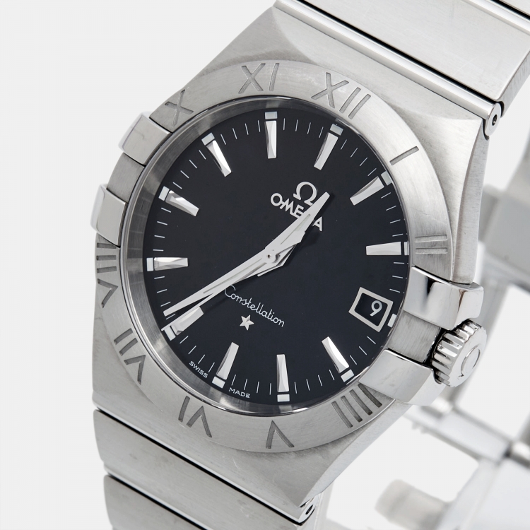 Pre Owned Omega Black Stainless Steel Constellation 123.10.35.60.01.001 Men 's Wristwatch 35mm