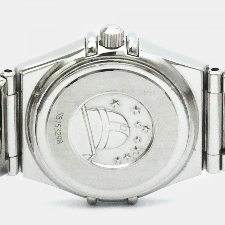 Pre Owned Omega Black Stainless Steel Constellation Quartz Women's Wristwatch 22 mm