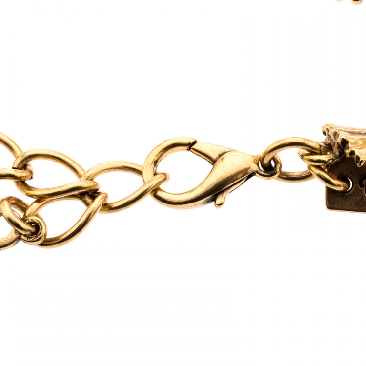 Pre Owned Oscar De La Renta Fern Gold Tone Collar Statement Necklace