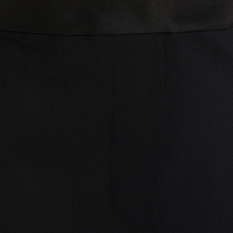 Pre Owned Oscar De La Renta Black Wool Straight Leg Pants M (US 6)