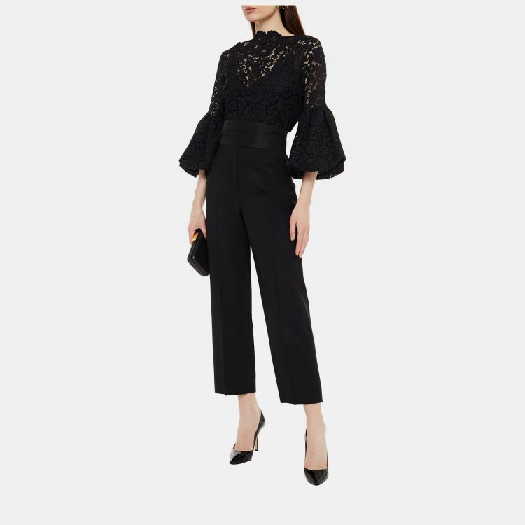 Pre Owned Oscar De La Renta Black Wool Straight Leg Pants M (US 6)