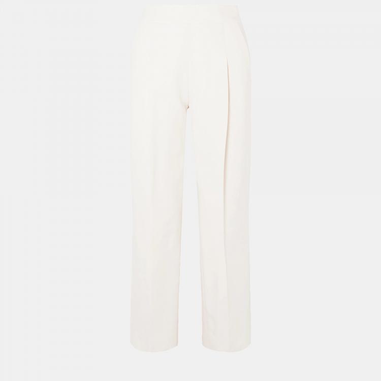 Pre Owned Oscar De La Renta Virgin Wool Straight Leg Pants 6