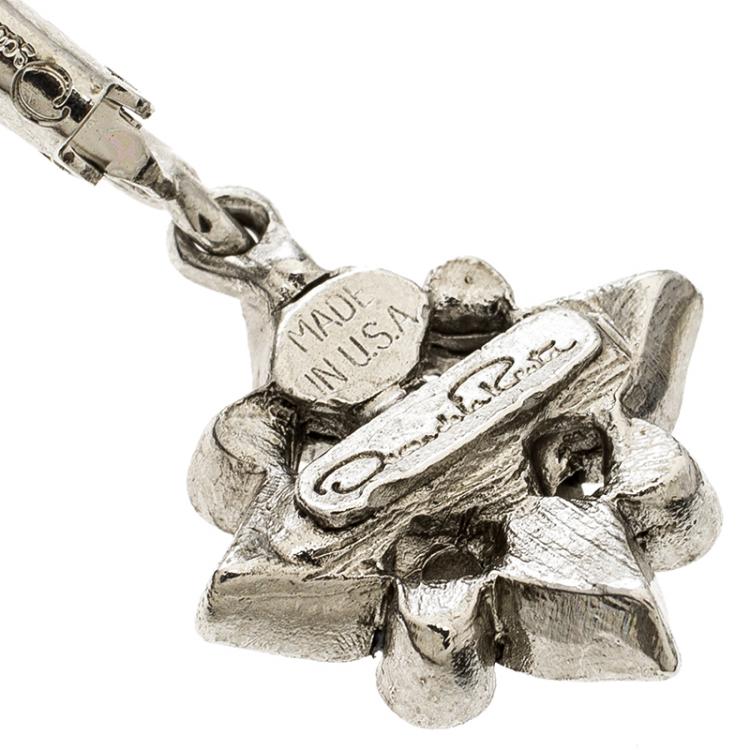 مملوكة مسبقًا Oscar de la Renta Delicate Star Crystal Silver Tone Drop Earrings 