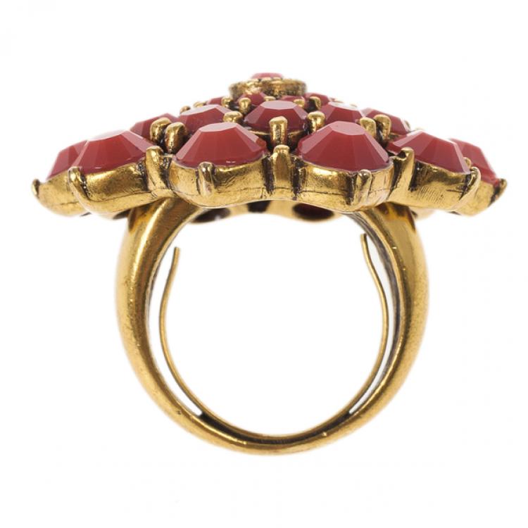 Pre Owned Oscar de la Renta Cabochon Ring Size 52