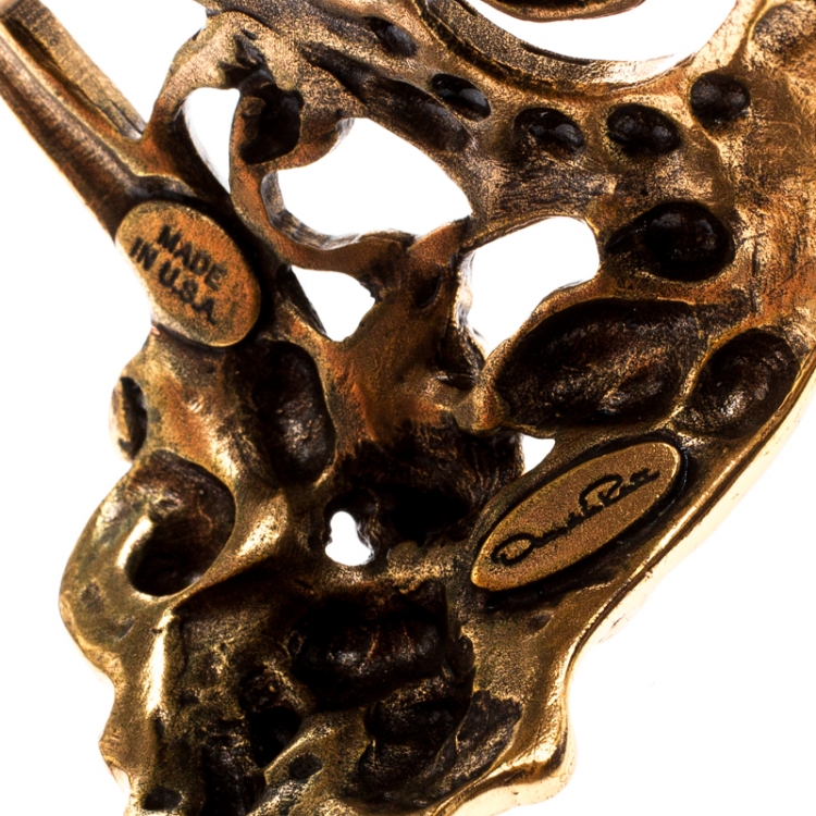 Pre Owned Oscar de la Renta Gold Plated Baroque Scroll Bracelet