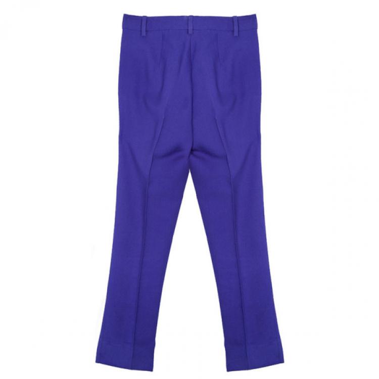 Pre Owned Oscar de la Renta Purple Wool Tapered Trousers S