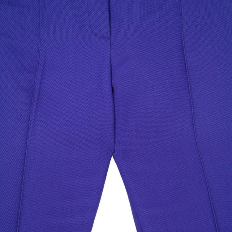 Pre Owned Oscar de la Renta Purple Wool Tapered Trousers S