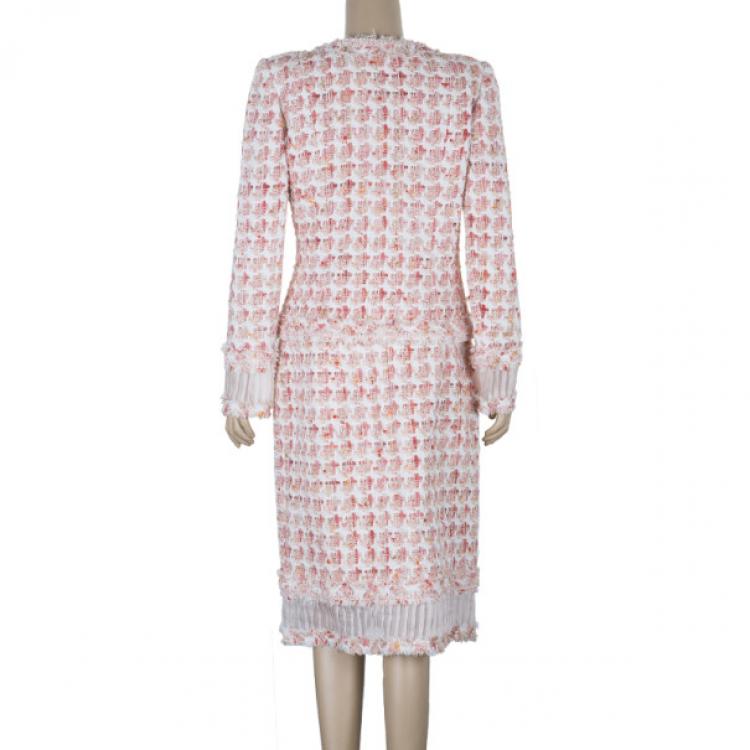 مملوكة مسبقًا Oscar de la Renta Peach Tweed Skirt Suit M