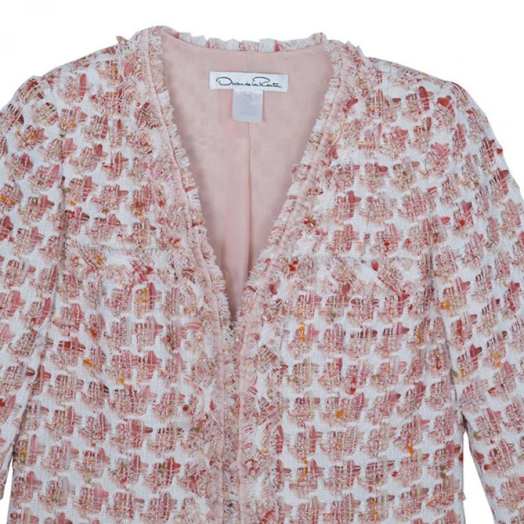 مملوكة مسبقًا Oscar de la Renta Peach Tweed Skirt Suit M
