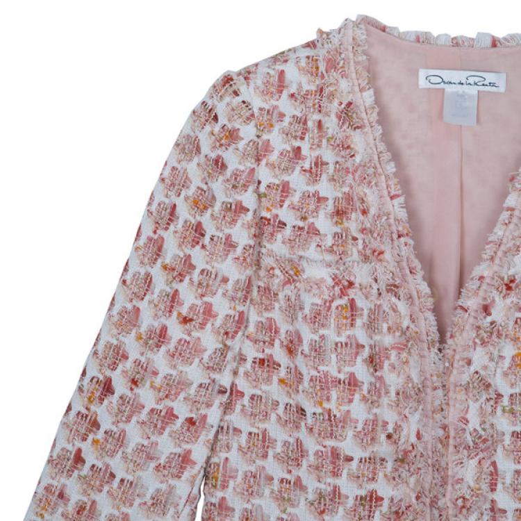 مملوكة مسبقًا Oscar de la Renta Peach Tweed Skirt Suit M