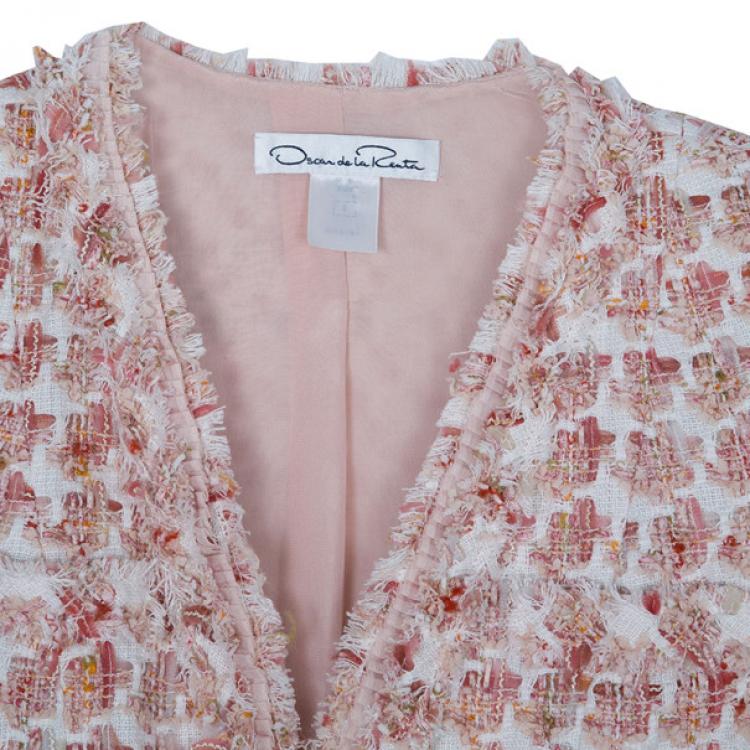 مملوكة مسبقًا Oscar de la Renta Peach Tweed Skirt Suit M