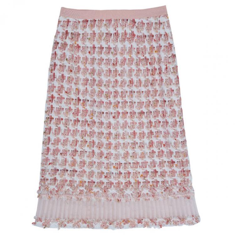 مملوكة مسبقًا Oscar de la Renta Peach Tweed Skirt Suit M