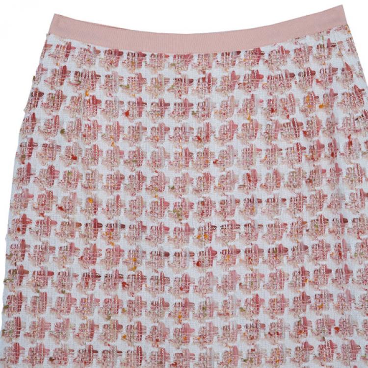 مملوكة مسبقًا Oscar de la Renta Peach Tweed Skirt Suit M