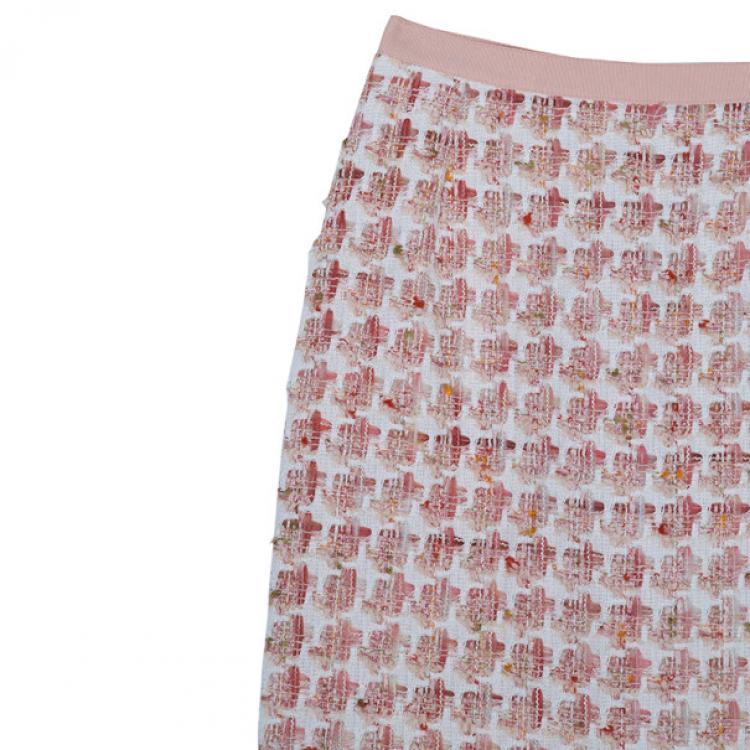 مملوكة مسبقًا Oscar de la Renta Peach Tweed Skirt Suit M