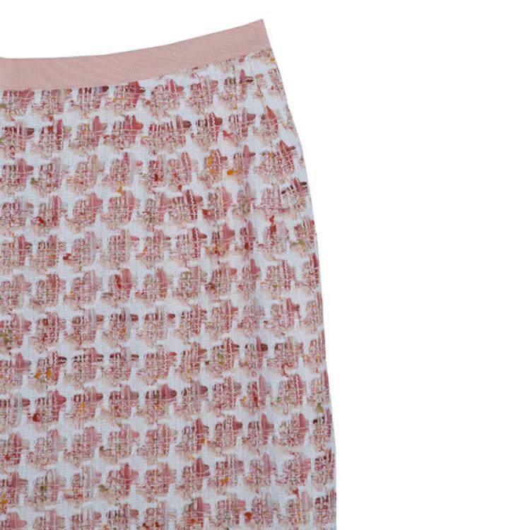 مملوكة مسبقًا Oscar de la Renta Peach Tweed Skirt Suit M