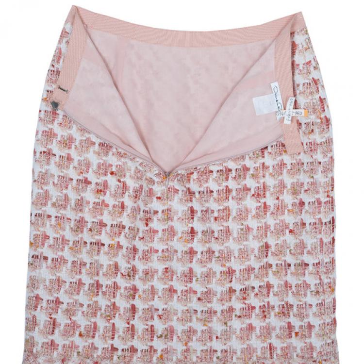 مملوكة مسبقًا Oscar de la Renta Peach Tweed Skirt Suit M