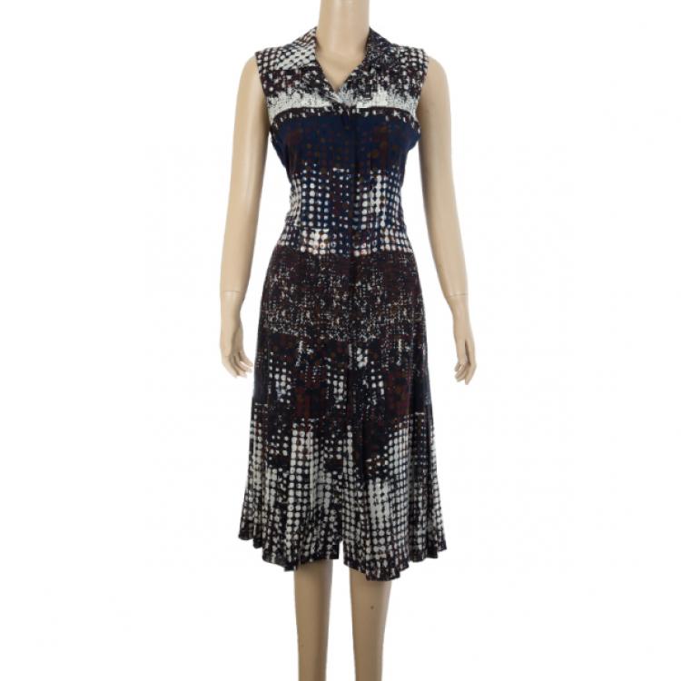 Pre Owned Oscar de la Renta Multicolor Printed Button Up Dress S