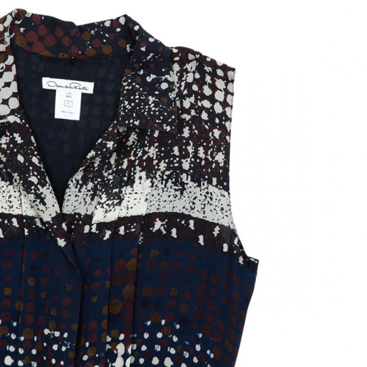 Pre Owned Oscar de la Renta Multicolor Printed Button Up Dress S