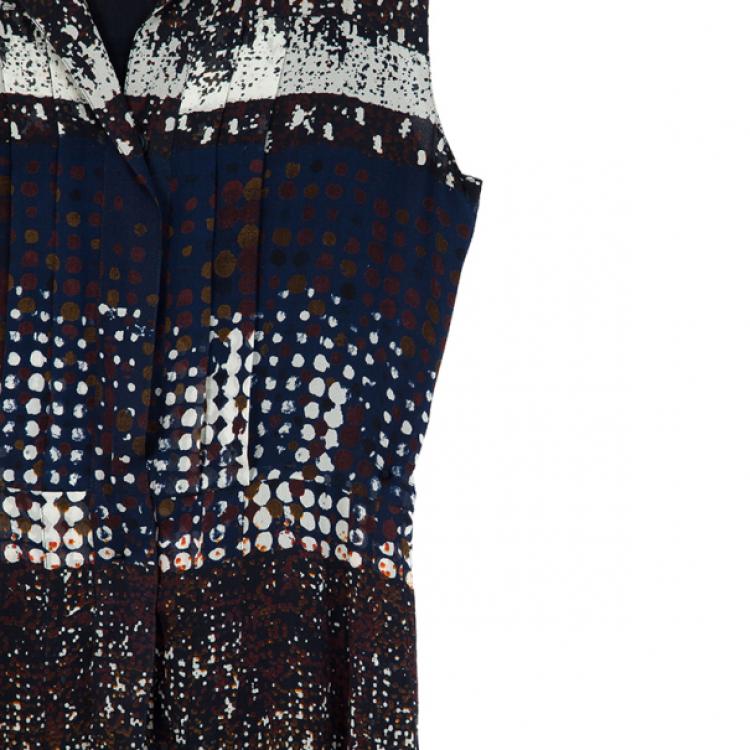 Pre Owned Oscar de la Renta Multicolor Printed Button Up Dress S