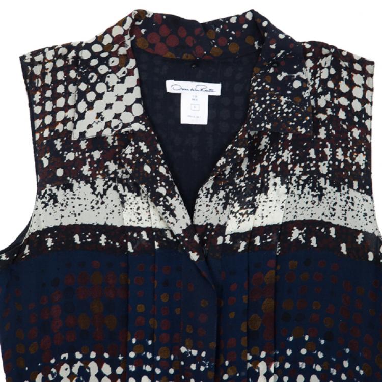 Pre Owned Oscar de la Renta Multicolor Printed Button Up Dress S