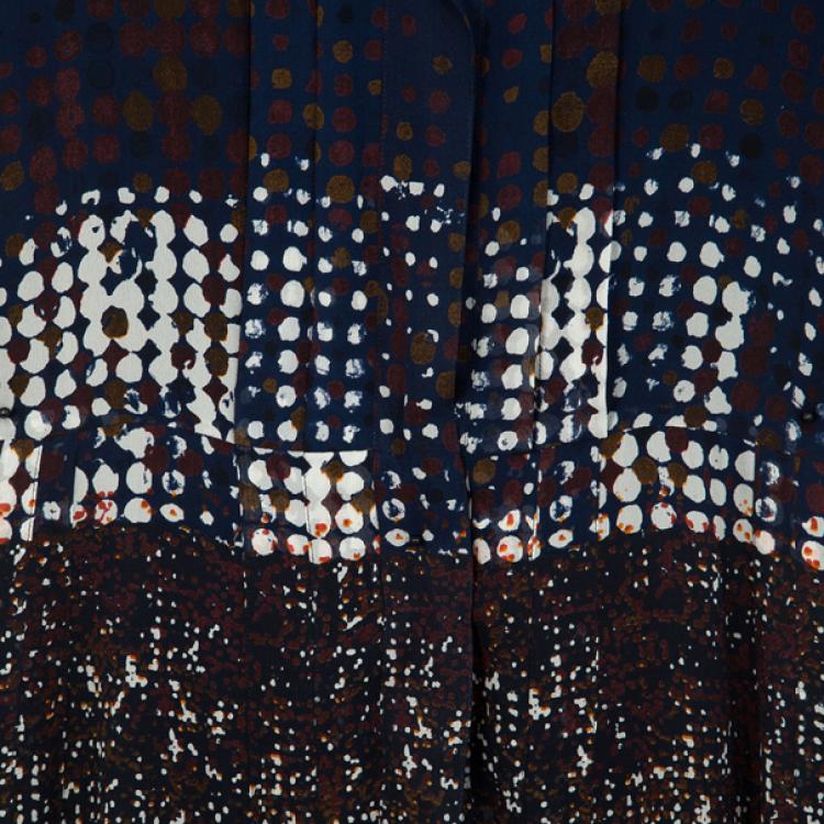 Pre Owned Oscar de la Renta Multicolor Printed Button Up Dress S