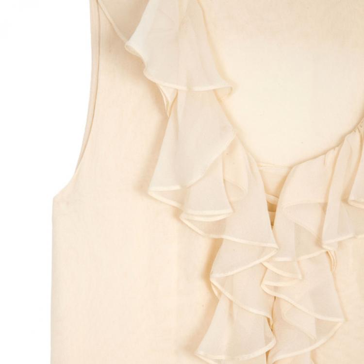 Pre Owned Oscar de la Renta Ruffled Neck Top S
