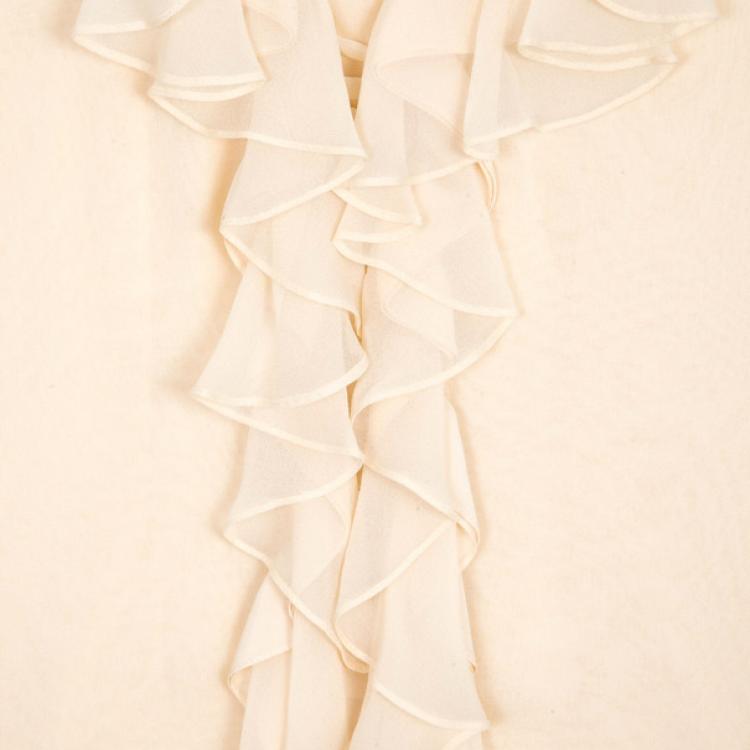 Pre Owned Oscar de la Renta Ruffled Neck Top S