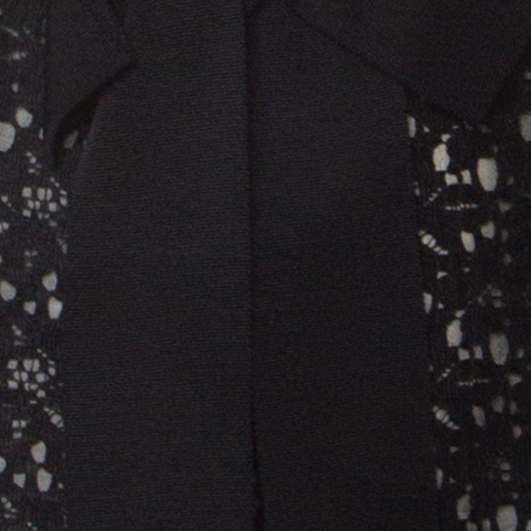 مملوكة مسبقًا Oscar de la Renta Black Lace Bow Detail Sleeveless Top L