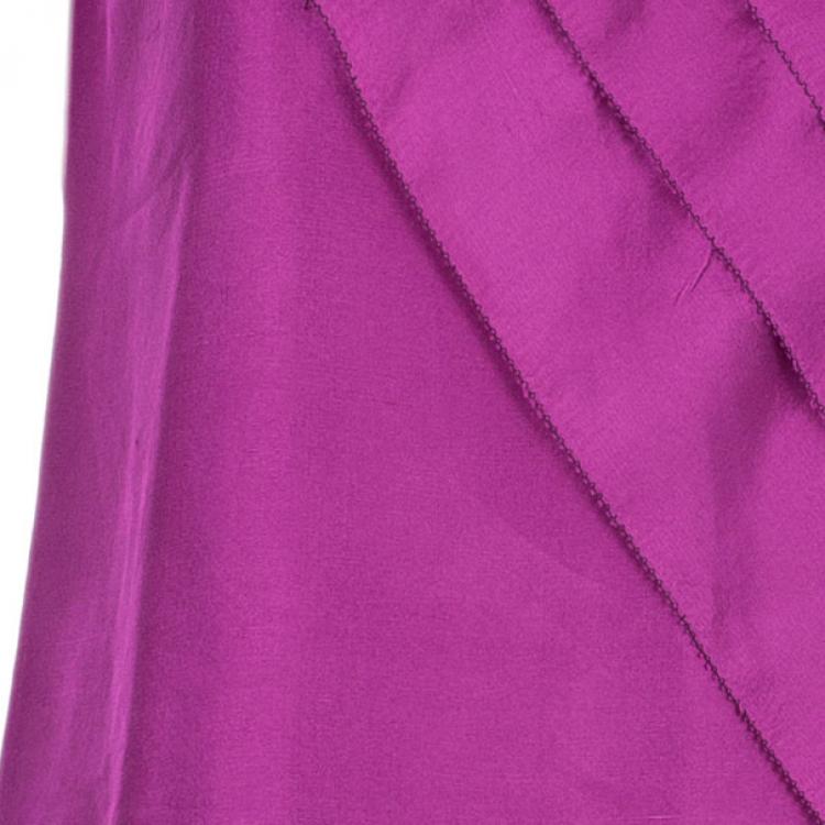 Pre Owned Oscar De La Renta Fuchsia Silk Layered Top M