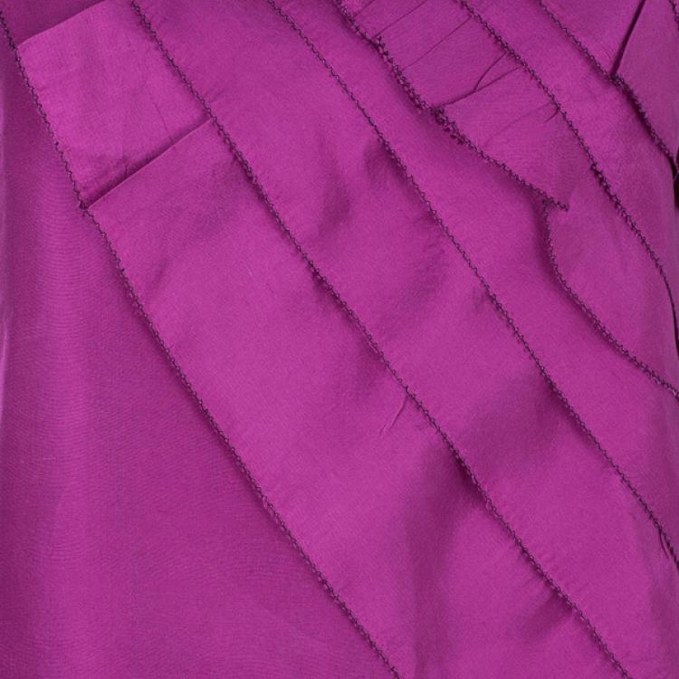 Pre Owned Oscar De La Renta Fuchsia Silk Layered Top M