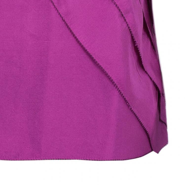 Pre Owned Oscar De La Renta Fuchsia Silk Layered Top M