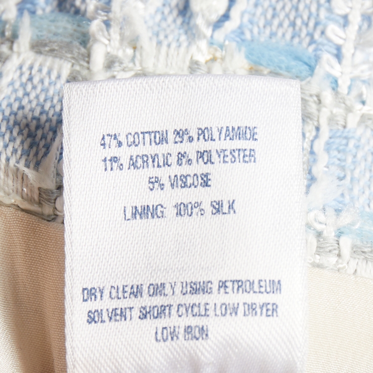 مملوكة مسبقًا Oscar de la Renta Light Blue Boucle Tiered Mini Dress XL