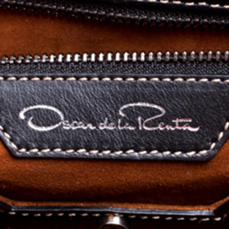 Pre Owned Oscar de la Renta Red Leather Top Handle Bag