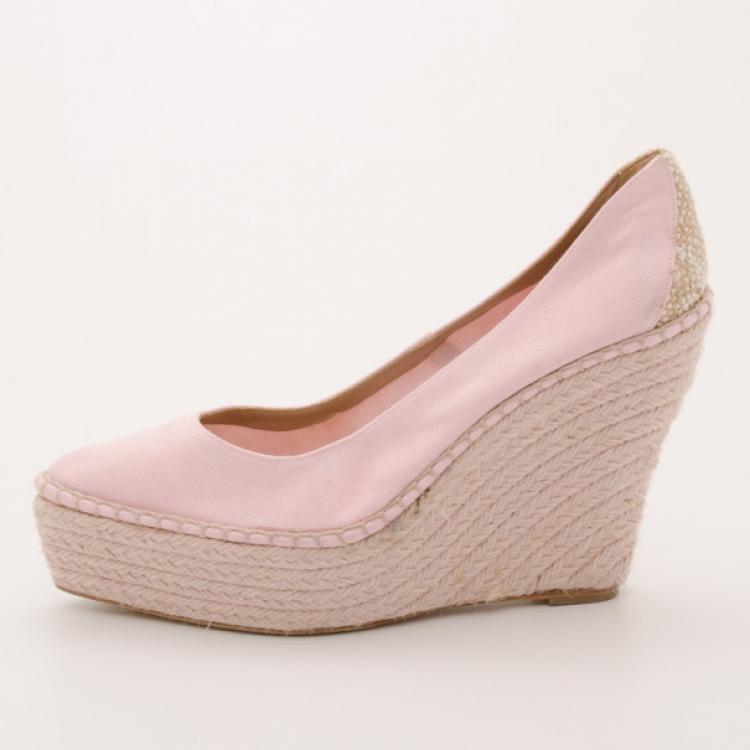 Pre Owned Oscar De La Renta Pink Paloma Pointed Toe Espadrille Size 38