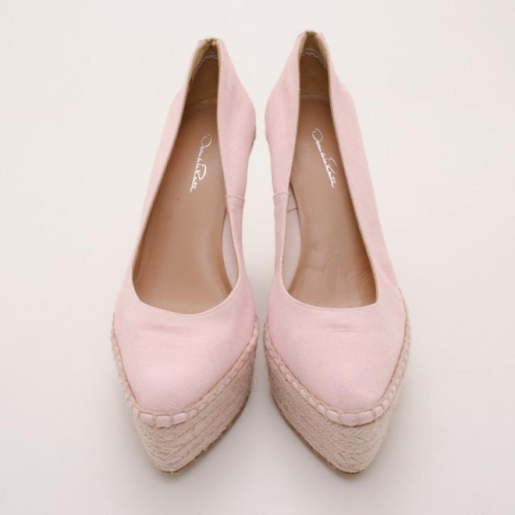 Pre Owned Oscar De La Renta Pink Paloma Pointed Toe Espadrille Size 38