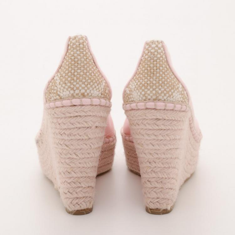 Pre Owned Oscar De La Renta Pink Paloma Pointed Toe Espadrille Size 38