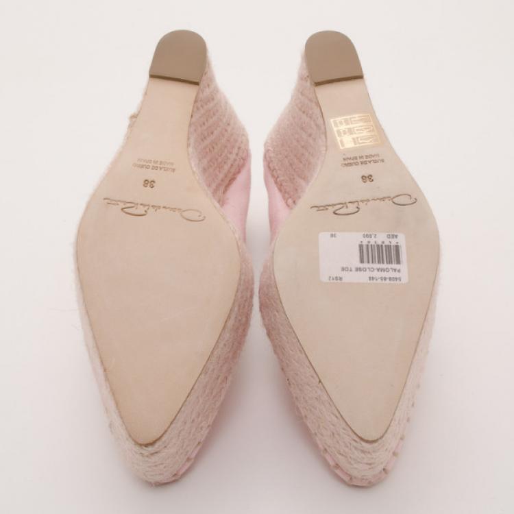 Pre Owned Oscar De La Renta Pink Paloma Pointed Toe Espadrille Size 38