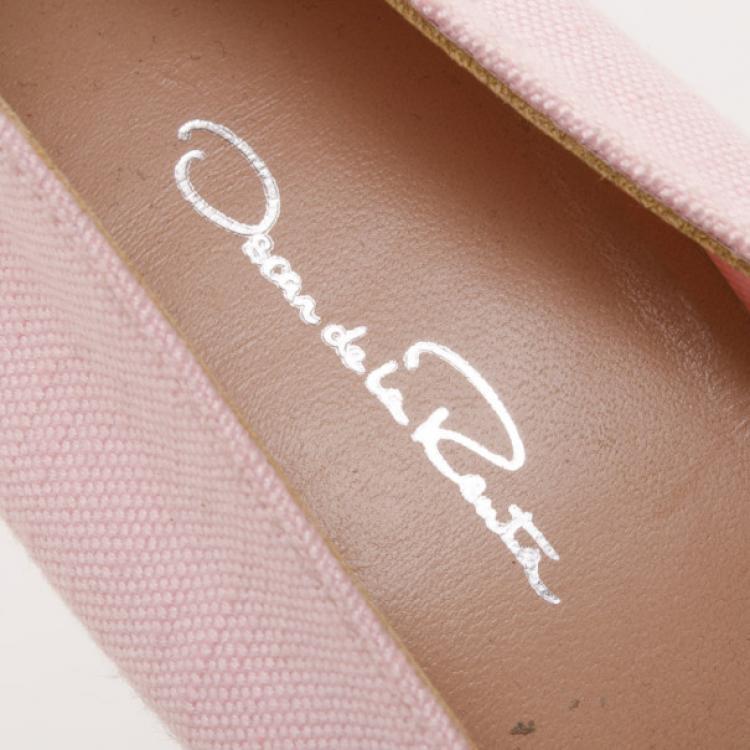 Pre Owned Oscar De La Renta Pink Paloma Pointed Toe Espadrille Size 38