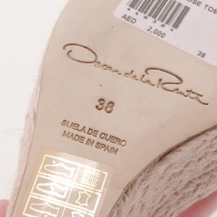 Pre Owned Oscar De La Renta Pink Paloma Pointed Toe Espadrille Size 38