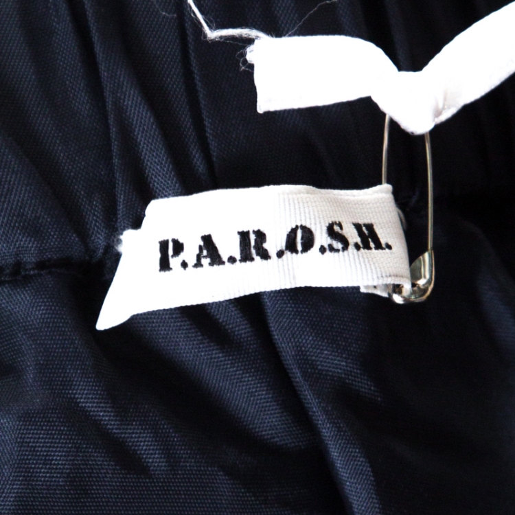 مملوكة مسبقًا فستان ماكسي P.A.R.O.S.H ترتر أزرق كحلي مورد مزخرف XL