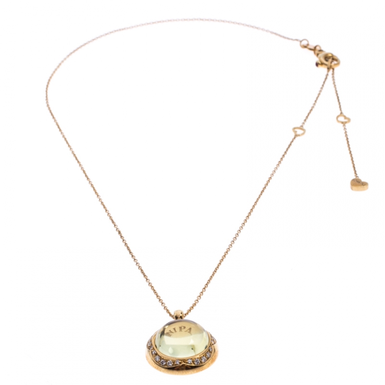 Pre Owned Pasqual Bruni Yellow Cabochon Diamond 18k Yellow Gold Pendant Necklace 